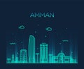 Amman skyline Jordan vector big city linear style