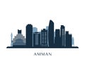 Amman skyline, monochrome silhouette.