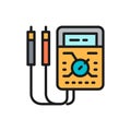 Ammeter, digital multimeter, electrical tool, voltmeter flat color icon. Royalty Free Stock Photo