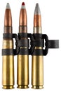 Ammo belt with .50 caliber (12.7 mm) Browning Machine Gun cartridges Royalty Free Stock Photo