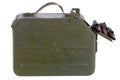 Ammo box with ammunition belt and 12.7mm cartridges for heavy machine gun Royalty Free Stock Photo