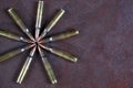 Ammo circle on a rusted metal background