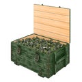 Ammo crate with hand grenades, 3D rendering Royalty Free Stock Photo