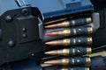 Ammo for mag 58 called 7,62mm, bullet for machine gun Royalty Free Stock Photo