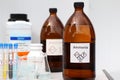 Ammonia in bottle, chemical in the laboratory Royalty Free Stock Photo