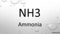 Ammonia chemical formula on waterdrop background