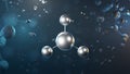 ammonia molecular structure, 3d model molecule, binary hydride, structural chemical formula view from a microscope