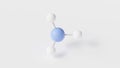 ammonia molecule 3d, molecular structure, ball and stick model, structural chemical formula binary hydride Royalty Free Stock Photo