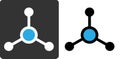 Ammonia NH3 molecule, flat icon style. Atoms shown as color-coded circles nitrogen - blue, hydrogen - white/grey Royalty Free Stock Photo