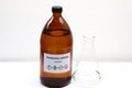Ammonia Solution in bottle , chemical in the laboratory and industry Royalty Free Stock Photo