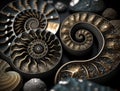 Ammonite fossil background created with Generative AI technology Royalty Free Stock Photo