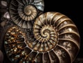 Ammonite fossil background created with Generative AI technology Royalty Free Stock Photo