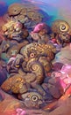 Ammonite fossils - abstract digital art