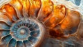 Ammonite stone banner showcasing intricate details of ancient seashell, featuring swirling patterns captured in close up