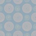 Ammonite vector seamless pattern background. Hand drawn ribbed spiral-form shell cephalopod fossil. Pastel blue pink Royalty Free Stock Photo