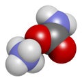 Ammonium carbamate, chemical structure. 3D rendering. Atoms are represented as spheres with conventional color coding: hydrogen (