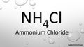 Ammonium chloride chemical formula on waterdrop background