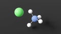 ammonium chloride molecular structure, sal ammoniac, ball and stick 3d model, structural chemical formula with colored atoms