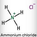 Ammonium chloride, NH4Cl molecule. It is inorganic compound, food supplement E510, used as fertilizer and a flavouring agent.