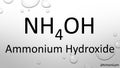 Ammonium hydroxide chemical formula on waterdrop background