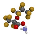 Ammonium perfluoro2-methyl-3-oxahexanoate molecule, also known as GenX or FRD-902. 3D rendering. Atoms are represented as