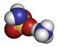 Ammonium sulfamate herbicide (weed killer) molecule. Atoms are represented as spheres with conventional color coding: hydrogen (