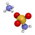 Ammonium sulfamate herbicide (weed killer) molecule. 3D rendering. Atoms are represented as spheres with conventional color