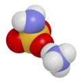 Ammonium sulfamate herbicide (weed killer) molecule. 3D rendering. Atoms are represented as spheres with conventional color