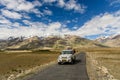 AMMU & KASHMIR, INDIA - 15 JULY 2015: Untitled tourists on adventure van along the road in sunny day, Jammu & Kashmir, India