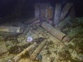 Ammunication shells in the hold of an Imperial Japanese Navy cargo ship sunk at Truk Lagoon