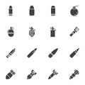 Ammunition bullets vector icons set