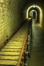 A ammunition conveyer belt leading down a tunnel used in the second world war at Fort Nelson in Portsmouth UK