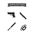 Ammunition icons set Royalty Free Stock Photo