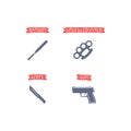 Ammunition icons with signs Royalty Free Stock Photo