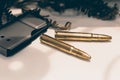 Ammunition for rifle with a magazine. Rifle bullets. Royalty Free Stock Photo