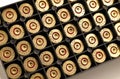 Ammunition shells in a plastic box background Royalty Free Stock Photo