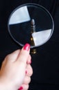 Ammunition on a white background. View through a magnifier. . Close up. Weapons. Royalty Free Stock Photo