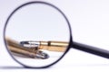 Ammunition on a white background. View through a magnifier. Isolated. Close up. Weapons. Bullets Royalty Free Stock Photo