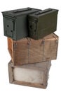 Ammunition wooden crates and boxes