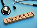 Amnesia, text words typography written with wooden letter, health and medical