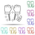 Amnesty hands chains lock multi color icon. Simple thin line, outline vector of no gubernamental organization icons for ui and ux Royalty Free Stock Photo