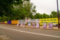 Amnesty International demonstration in front of the Warsaw Senate in Polgne to defend the practice of Falun Dafa Royalty Free Stock Photo