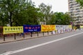 Amnesty International demonstration in front of the Warsaw Senate in Polgne to defend the practice of Falun Dafa Royalty Free Stock Photo