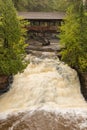 Amnicon Lower Falls & Covered Bridge Royalty Free Stock Photo