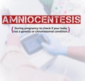 Amniocentesis (amniotic fluid test). a test done during pregnancy (15 to 20 weeks).