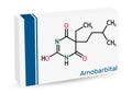 Amobarbital, amylobarbitone, sodium amytal drug molecule. It is barbiturate derivative with hypnotic and sedative