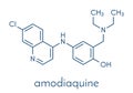 Amodiaquine anti-malarial drug molecule. Skeletal formula. Royalty Free Stock Photo