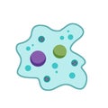Amoeba cell. Small unicellular animal. Virus and bacteria