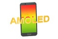 AMOLED concept with smartphone, 3D rendering