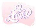 Amor. `Love` in Portuguese. Hand drawn lettering.